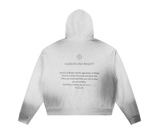 Sun Fade Frayed Raw Edge Fleece Zip Hoodie