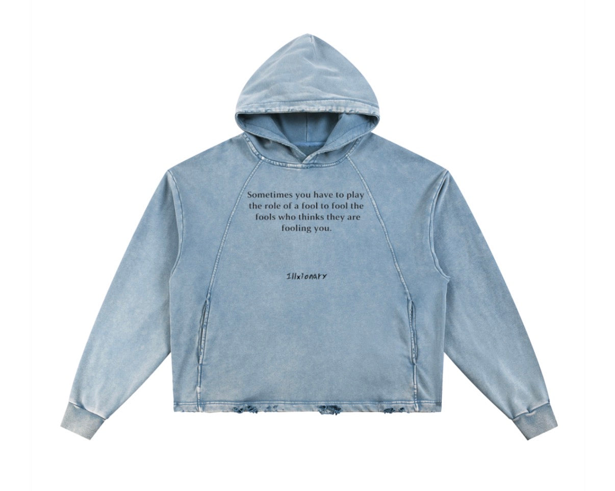 Vintage Washed Frayed-Hem Hoodie