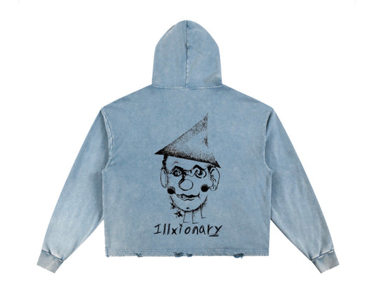 Vintage Washed Frayed-Hem Hoodie