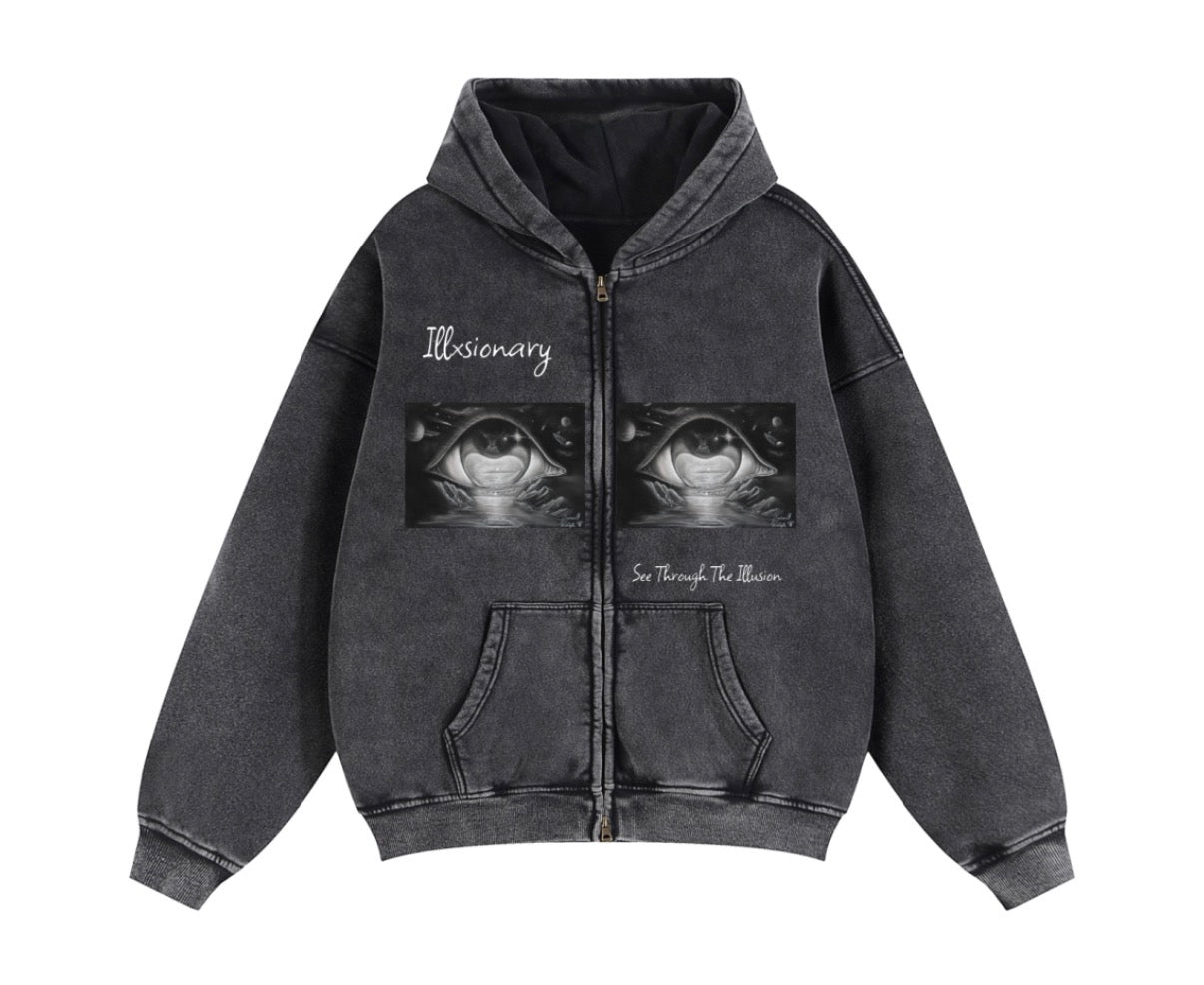 Zip-Through Boxy Fleece Hoodie