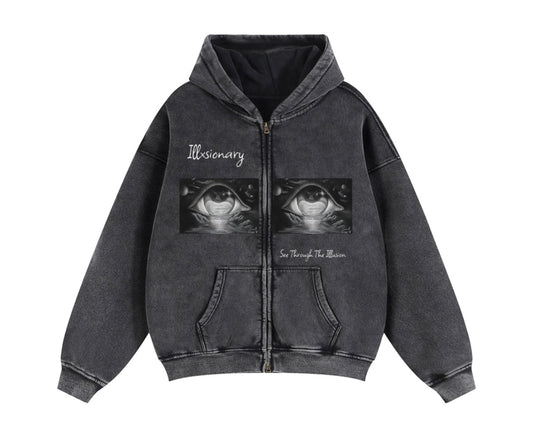 Zip-Through Boxy Fleece Hoodie