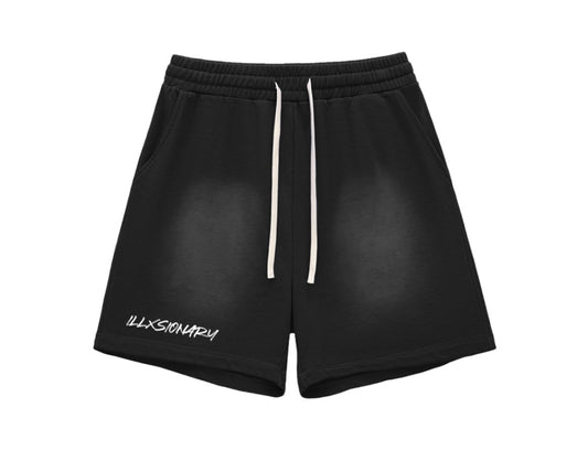 Sun Fade Raw Edge Cotton Shorts